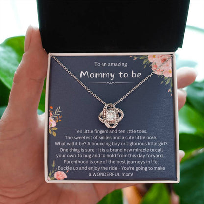 Heartfelt Gift for Mommy To Be - Love Knot Necklace - Personalize Memories