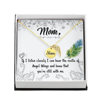 Angel Wing Mom Necklace Gift from Heaven - Loss of Mother Gift - In Loving Memory Gift