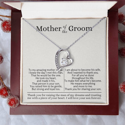 Mother of the Groom - Gift for Mother in Law - Thank you for raising the man of my dreams - Forever Love Necklace - Personalize Memories
