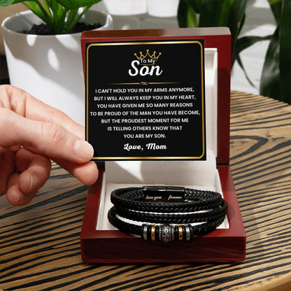 Mom’s Gift for Son – Graduation, Christmas, Birthday – Love You Forever Bracelet - Personalize Memories