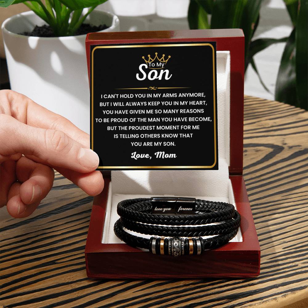 Mom’s Gift for Son – Graduation, Christmas, Birthday – Love You Forever Bracelet - Personalize Memories