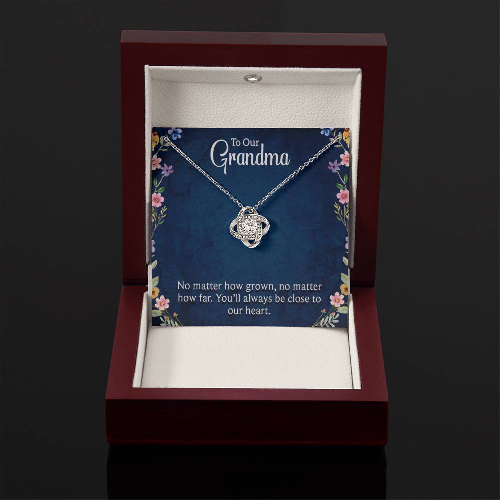 To Our Grandma - You will always be close to our heart - Gift for Grandmother Grandma - Love Knot Necklace - Personalize Memories
