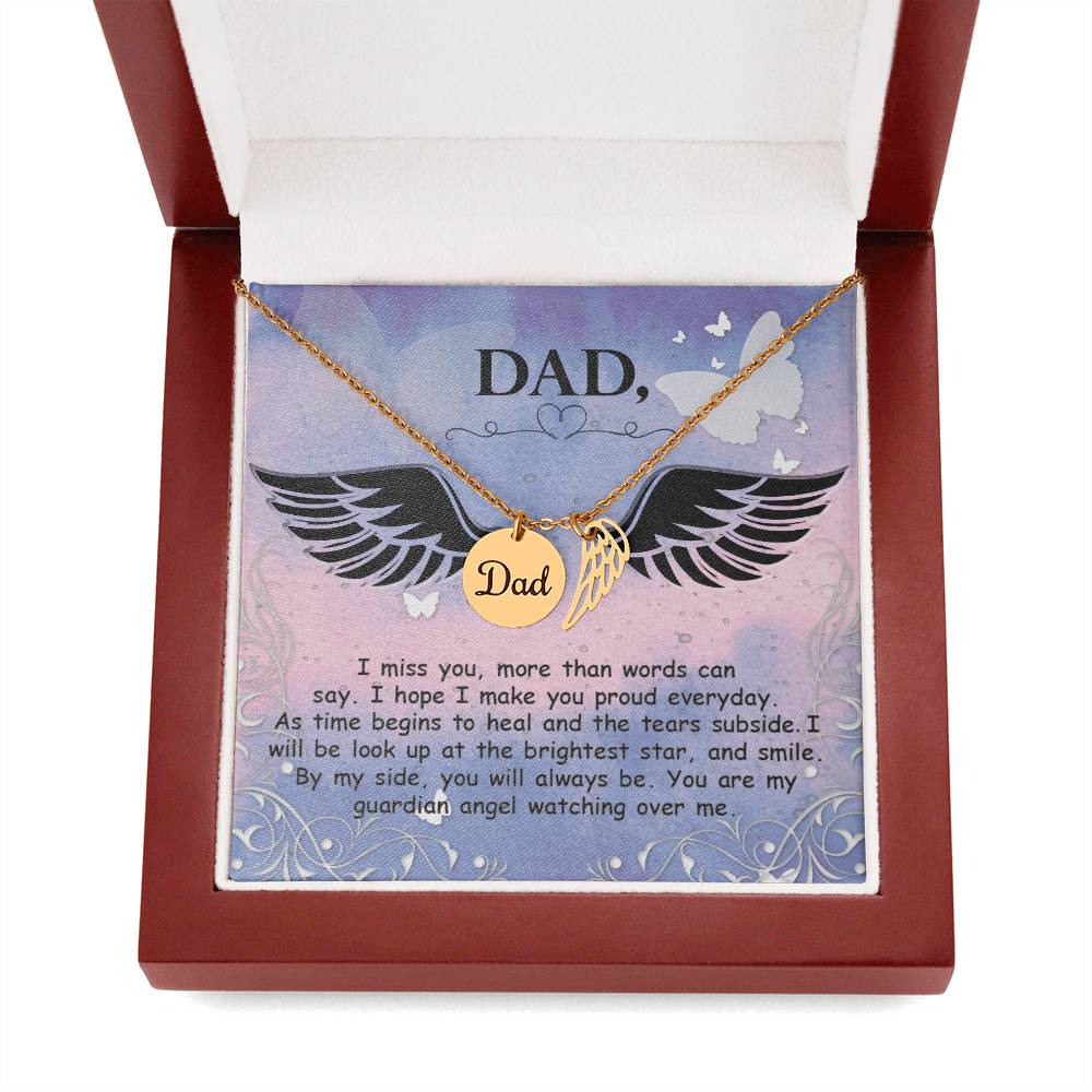 Angel Wing Dad Necklace Gift from Heaven - Father Sympathy Gift