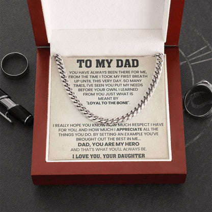Gift for Dad from Daughter - Dad, You Are My Hero - Cuban Link Chain - Personalize Memories