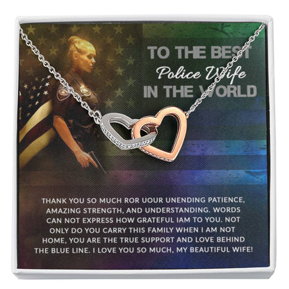 To My Beautiful Police Wife - Interlocking Hearts Necklace - Personalize Memories