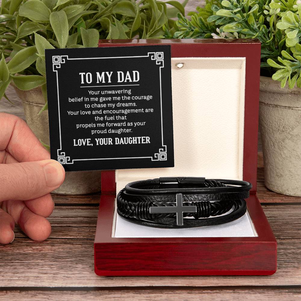 To My Dad Bracelet - Gift for Dad from Daughter - Men's Cross Bracelet - Personalize Memories