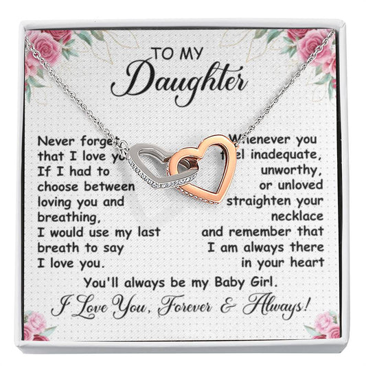 Beautiful Gift for Daughter - You'll always be my baby girl - Interlocking Hearts Necklace - Personalize Memories
