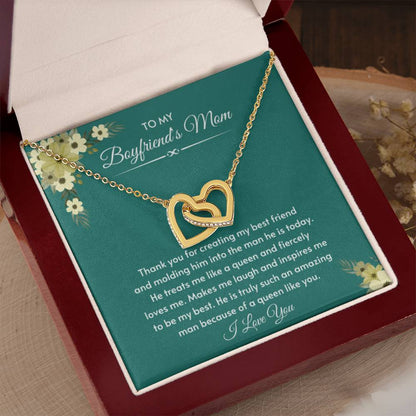 To My Boyfriend's Mom - He is truly such an amazing man - Interlocking Hearts Necklace - Bf Mom Gift - Personalize Memories