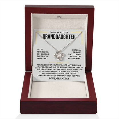 To My Beautiful Granddaughter - I'll Love You For The Rest Of Mine - Love Knot Necklace - Gift for Granddaughter from Grandma - Personalize Memories