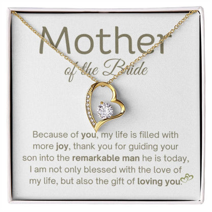 Mother of the Groom Present - Because of you - Forever Love Necklace - Gift for MIL - Personalize Memories
