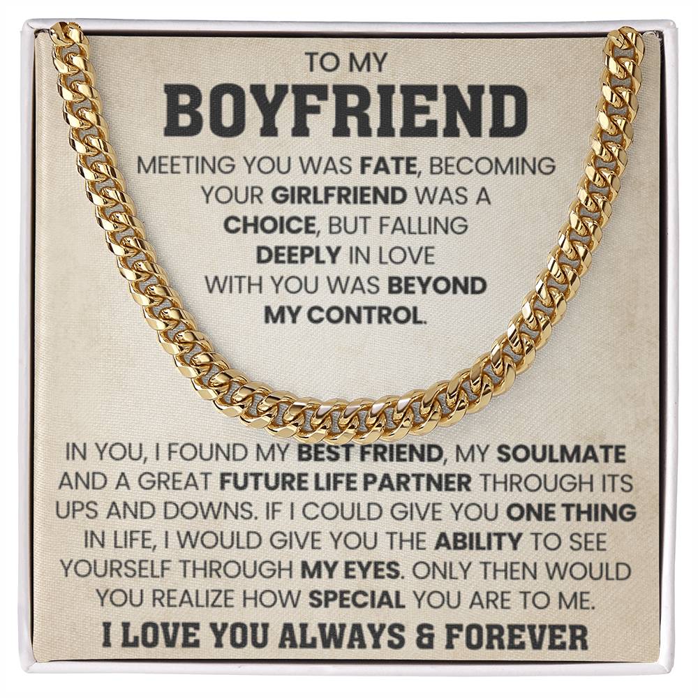 To My Boyfriend Cuban Link Chain - Anniversary & Valentine’s Day Gift from Girlfriend - Personalize Memories
