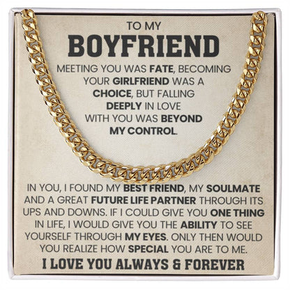 To My Boyfriend Cuban Link Chain - Anniversary & Valentine’s Day Gift from Girlfriend - Personalize Memories