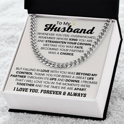 Cuban Link Chain for Him - Valentine’s Day & Anniversary Husband Gift from Wife - Personalize Memories