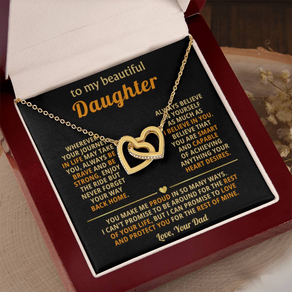 To My Daughter Necklace – Top Gift for Daughter Birthday Graduation – Interlocking Hearts Necklace - Personalize Memories