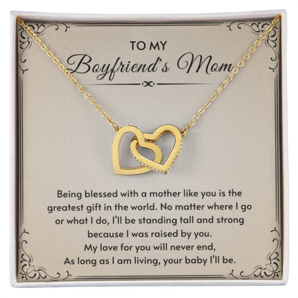To My Boyfriend's Mom - My love for you will never end - Interlocking Hearts Necklace - Personalize Memories