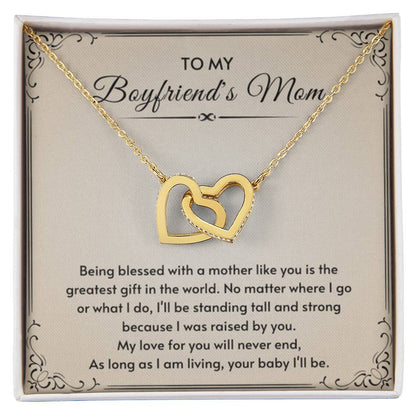 To My Boyfriend's Mom - My love for you will never end - Interlocking Hearts Necklace - Personalize Memories
