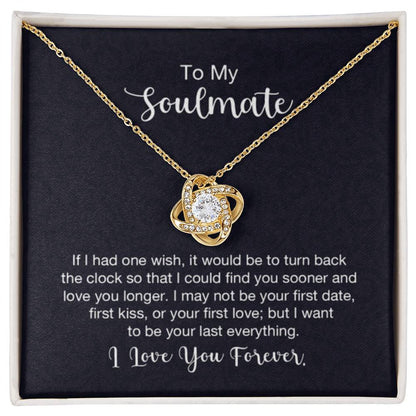 To My Soulmate Necklace - Soulmate Gift for Her for Valentine’s Day & Every Day Love - Love Knot Necklace - Personalize Memories