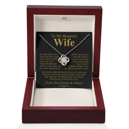 To My Beautiful Wife - I Love You Forever & Always - Love Knot Necklace Gift for Her - Personalize Memories