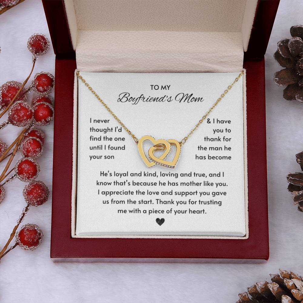 Heartfelt Gift for Boyfriend's Mom - I never thought I'd find the one until I found your son - Interlocking Hearts Necklace - Personalize Memories