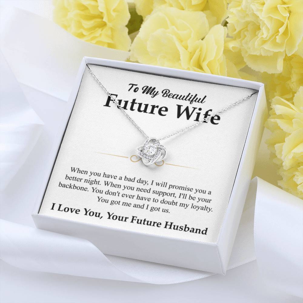 To My Future Wife Necklace - Soulmate Jewelry Gift for Valentine’s Day, Birthday - Love Knot Necklace - Personalize Memories