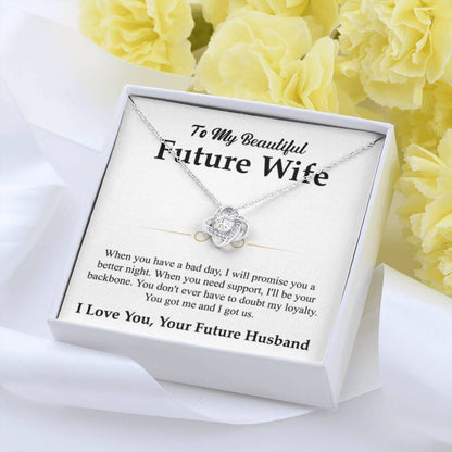 To My Future Wife Necklace - Soulmate Jewelry Gift for Valentine’s Day, Birthday - Love Knot Necklace - Personalize Memories