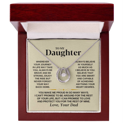 To My Beautiful Daughter Necklace - I Believe In You - Present for Daughter from Dad - Lucky In Love Necklace - Personalize Memories