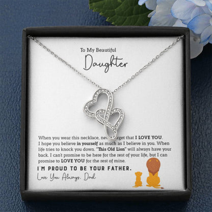 To My Daughter Necklace - Holiday Gift for Daughter from Dad - Heart-to-heart Pendant Necklace - Personalize Memories
