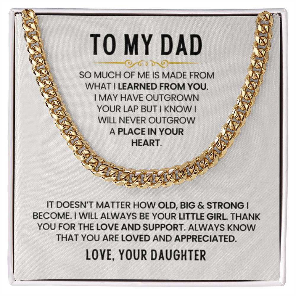 Gift for Dad from Daughter - I Will Always Be Your Little Girl - Cuban Link Chain - Personalize Memories