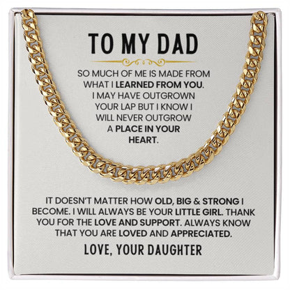 Gift for Dad from Daughter - I Will Always Be Your Little Girl - Cuban Link Chain - Personalize Memories