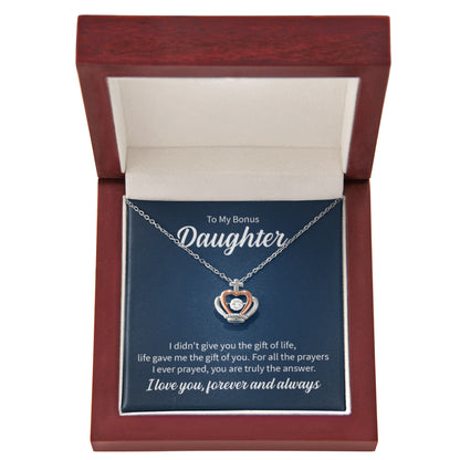 To My Bonus Daughter Necklace – Graduation Birthday Valentine’s Gift for Daughter – Crown Pendant Necklace - Personalize Memories