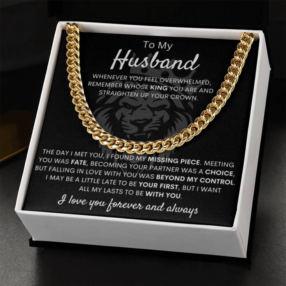 To My Husband – Cuban Link Chain – Wife to Husband Anniversary, Christmas & Birthday Gift
