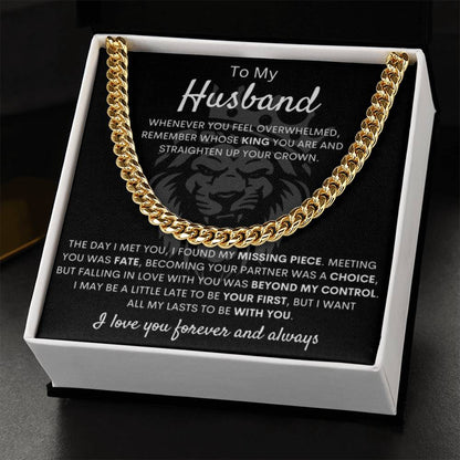 To My Husband – Cuban Link Chain – Wife to Husband Anniversary, Christmas & Birthday Gift