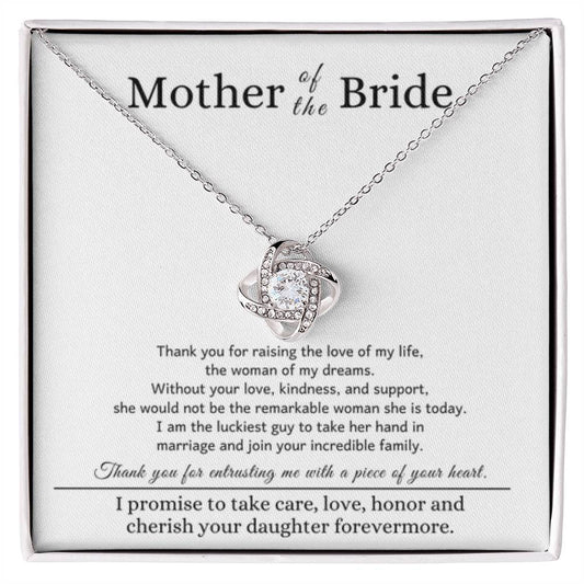 Mother of the Bride Gift from Son In Law - Thank you for raising the love of my life - Love Knot Necklace - Personalize Memories