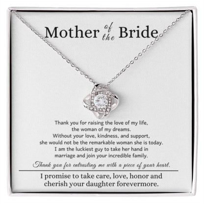 Mother of the Bride Gift from Son In Law - Thank you for raising the love of my life - Love Knot Necklace - Personalize Memories