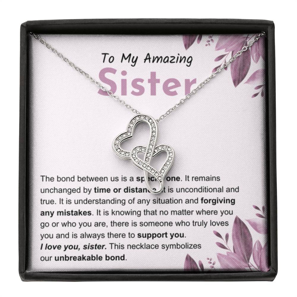 Sentimental Gift for Sister - The bond between us is a special one - Heart-to-heart Pendant Necklace - Personalize Memories