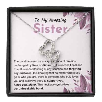 Sentimental Gift for Sister - The bond between us is a special one - Heart-to-heart Pendant Necklace - Personalize Memories
