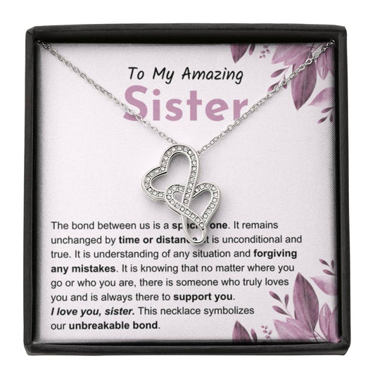 Sentimental Gift for Sister - The bond between us is a special one - Heart-to-heart Pendant Necklace - Personalize Memories
