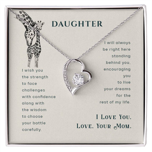 To My Daughter Necklace - Sentimental Jewelry Gift from Mom for Graduation & Life Achievements - Forever Love Necklace - Personalize Memories