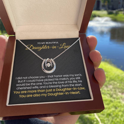 To My Daughter In Law - You are also my Daughter in heart - Lucky In Love Necklace - Personalize Memories