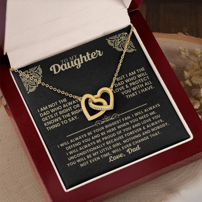 To My Daughter Necklace - Father to Daughter Gift for Graduation, Birthday & Big Life Moments - Interlocking Hearts Necklace - Personalize Memories