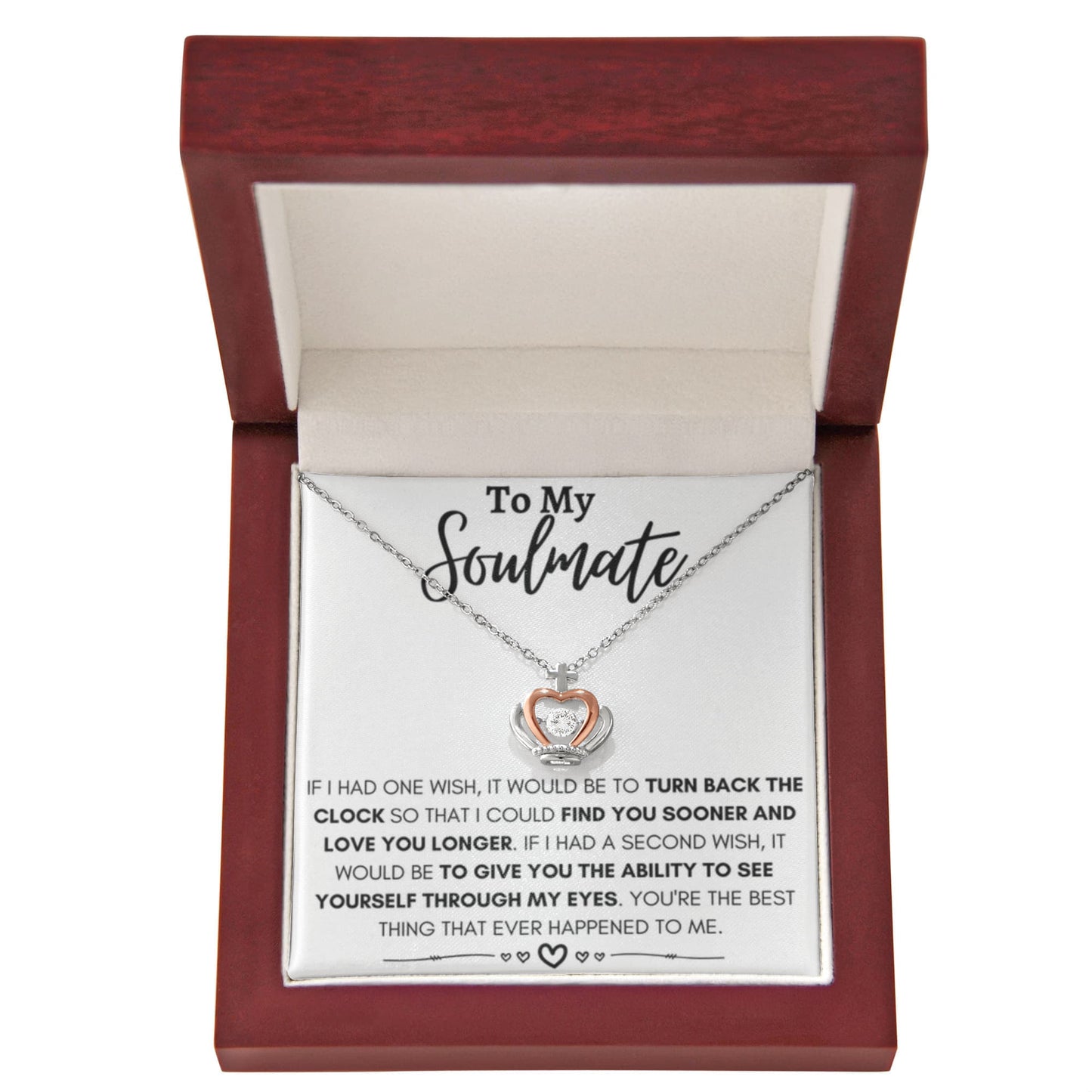 To My Soulmate Necklace - Gift for Romantic Celebrations & Appreciation Days - Crown Pendant Necklace - Personalize Memories