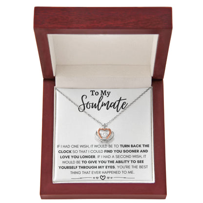 To My Soulmate Necklace - Gift for Romantic Celebrations & Appreciation Days - Crown Pendant Necklace - Personalize Memories