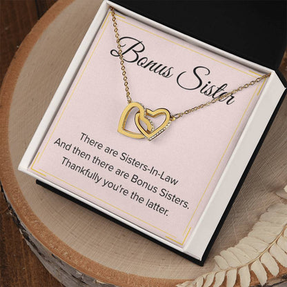 Bonus Sister Necklace Gift - Interlocking Hearts Necklace - Personalize Memories