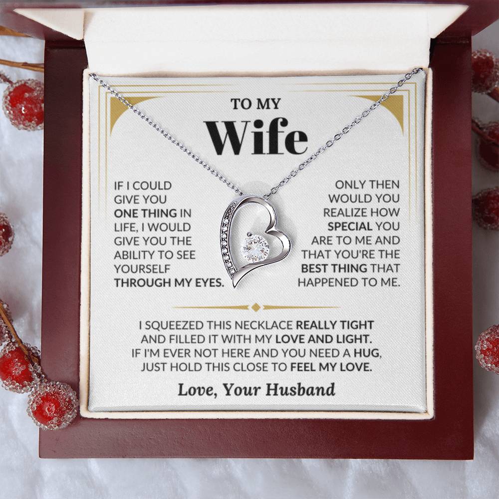 To My Wife Necklace - Sweet Emotional Gift for Wife from Husband on Birthday, Anniversary & Valentine’s Day - Forever Love Necklace - Personalize Memories
