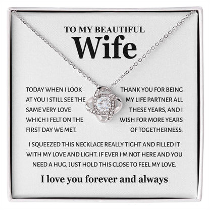 To My Beautiful Wife - Feel My Love - Love Knot Necklace Gift from Husband - Personalize Memories