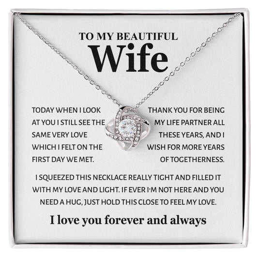 To My Beautiful Wife - Feel My Love - Love Knot Necklace Gift from Husband - Personalize Memories