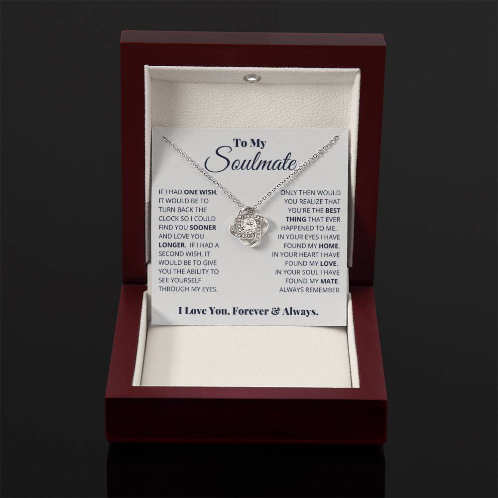 To My Soulmate Necklace - Gift for Celebrating Love on Valentine’s Day & Special Days - Love Knot Necklace - Personalize Memories