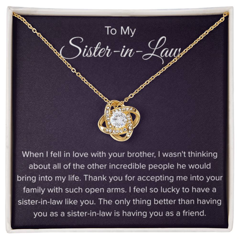 To My Sister In Law - Thank You for Accepting Me - Love Knot Necklace - Personalize Memories