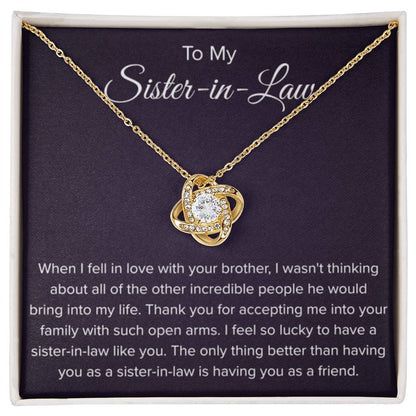 To My Sister In Law - Thank You for Accepting Me - Love Knot Necklace - Personalize Memories