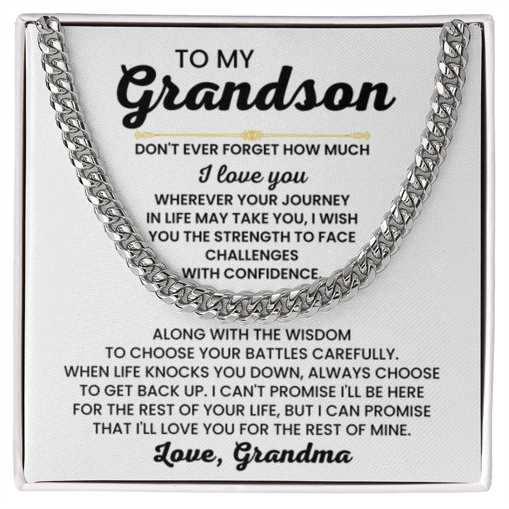To My Grandson Necklace – Grandson Gift from Grandma – Cuban Link Chain - Personalize Memories